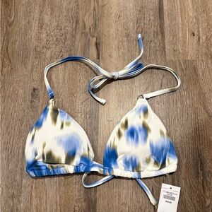 Blue and White Tie-Dye Bikini Top Abercrombie & Fitch Small NEW